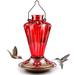 Arlmont & Co. Quartana Glass Hanging Hummingbird Feeder Glass in Red | 9 H x 6.1 W x 6.1 D in | Wayfair 9446F5C112A3489F85ACABF8A4CCF52C