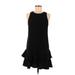 Lush Casual Dress - DropWaist High Neck Sleeveless: Black Print Dresses - Women's Size Medium