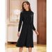 Appleseeds Women's Carefree Knit Button-Trim Dress - Black - S - Misses