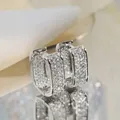 Anziw-Boucles d'Oreilles Créoles Carrées en Argent 925 pour Femme Bijoux de ixde Mariage avec