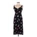 Billabong Casual Dress - Sheath V-Neck Sleeveless: Black Floral Dresses - Women's Size X-Small