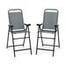 Costway Patio Folding Bar Stool Set of 2 with Metal Frame and Footrest-Blue