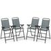 Costway Patio Folding Bar Stool Set of 4 with Metal Frame and Footrest-Blue