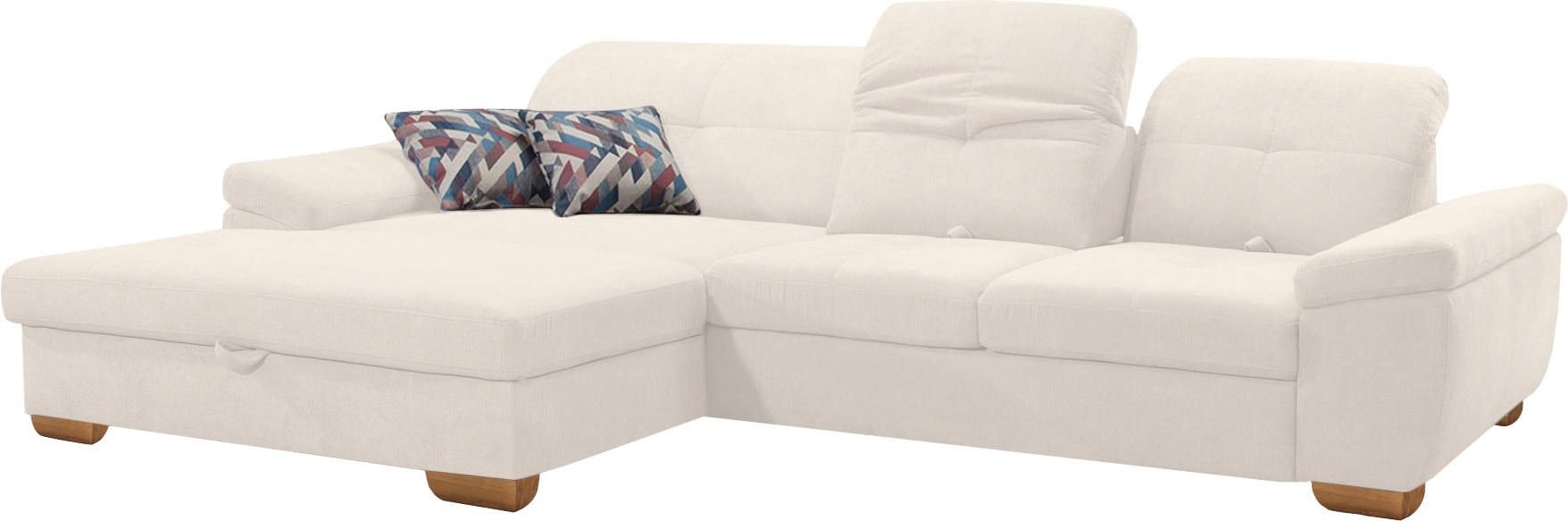 Ecksofa ALINA "Nadira", weiß (weiß xbo 1), B:271cm H:91cm T:199cm, Struktur fein XBO (90% Polyester, 10% Polyamide);Chenille GCP (100% Polyester), Sofas, wahlweise mit Bettfunktion und Stauraum Image
