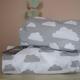 2 x Cot-Bed-Fitted-Sheet-100-COTTON- Cot Bed Fitted Sheet 100% COTTON Grey Clouds Bedding