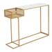 Rectangular White Faux Marble Console Table with Storage-Gold - 44" x 12" x 31.5"(L x W x H)