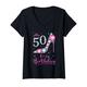 50 It's My Birthday Pink High Heel Mädchen zum 50. Geburtstag für Damen T-Shirt mit V-Ausschnitt