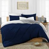 Full/Queen Size Microfiber Duvet Cover Reversible Ultra Soft & Breathable 3 Piece Luxury Soft Wrinkle Free Cooling Sheet (1 Duvet Cover with 2 Pillowcases Navy Blue)