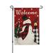 Winter Christmas Garden Flag Welcome Christmas Red Black Buffalo Snowman House Yard Flag Outdoor Garden Decoration 12X18 Inch