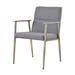 Cid 24 Inch Modern Dining Chair, Armrest, Fabric Cushion Seat, Metal, Grey - 21.7 L x 24.2 W x 32.3 H