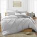 Full/Queen Size Microfiber Duvet Cover Reversible Ultra Soft & Breathable 3 Piece Luxury Soft Wrinkle Free Cooling Sheet (1 Duvet Cover with 2 Pillowcases Light Grey)