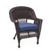 Jeco W00201-4-C-FS011-CS Espresso Wicker Chair with Blue Cushion - Set of 4