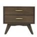 2 Drawers Nightstand with Antique Brass Handles, Oak Brown