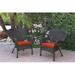 W00215-C-2-FS018 Windsor Espresso Resin Wicker Chair with Red Cushion - Set of 2