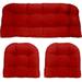 Indoor Outdoor 3 Piece Tufted Wicker Settee Cushions 1 Loveseat 2 U-Shape Weather Resistant ~ Choose Color (Red 2-21 X21 1-44 X22 )