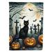 Black Cat Spooky Halloween Garden Flag 11.25 in x 15.5 in