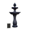 XBrand 44 H Black Fiberglass/Resin 2-Tier Solar Water Fountain w/ Solar Panel and Auto-Shut Off Pump Solar Garden Fountain Tall Outdoor Fountain Two Tiered Birdbath Fountain