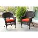 Jeco W00201-4-C-FS018-CS Espresso Wicker Chair with Red Cushion - Set of 4