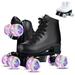 Otufan Women s Roller Skate Classic Double Row 4 Wheels Skates Black PU Leather Flash Skates for Indoor Outdoor Beginer 6