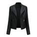 SMihono Clearance Lapel Motor Leather Jacket Coat Studded Zip Up Biker Short Punk Cropped Tops Womens Plus Ladies Female Outerwear Black M