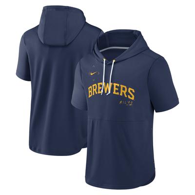 Nike Navy Milwaukee Brewers Springer Kurzarm-Team-Pullover-Hoodie für Herren Image