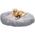 Boluotou Warm Fluffy Extra Large Dog Beds Washable Round Calming Fur Donut Cuddler Pet Bed for Large Extra Large Dog (XL-100cm Light grey)