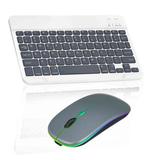 Rechargeable Bluetooth Keyboard and Mouse Combo Ultra Slim for BLU G91 Max and All Bluetooth Enabled Android/PC-Shadow Grey Keyboard with Titanium RGB Led Mouse