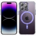 MagSafe Compatible Acrylic Crystal Case with Camera Lens Protector for iPhone 15 Pro - Purple