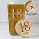 Personalised Birthday Bamboo Bottle Opener Coaster and Pint Glass Set Clear