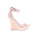 Charlotte Russe Wedges: Pink Solid Shoes - Women's Size 8 - Open Toe