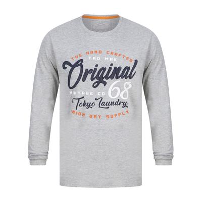 Long Sleeve Tops Theta Motif Cotton Jersey Long Sleeve Top in Light Grey Marl / XL - Tokyo Laundry