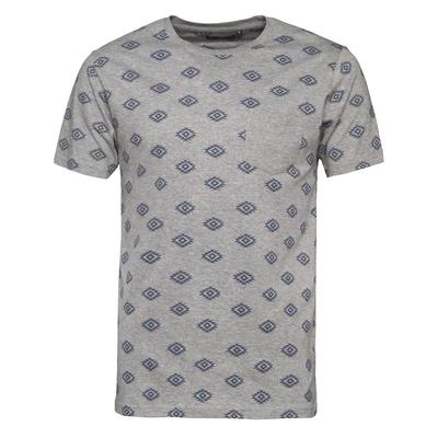 T-Shirts Berdan Aztec Print Crew Neck T-Shirt with Pocket in Grey Marl / S - Tokyo Laundry