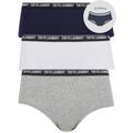 Womens Underwear Elia (3 Pack) Assorted Hipster Briefs in Peacoat Blue / Bright White / Light Grey Marl / XS - Tokyo Laundry