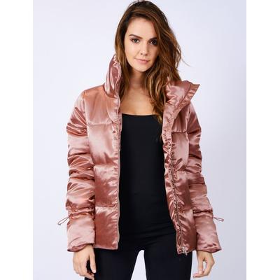 Coats / Jackets Edona Satin Quilted Puffer Jacket in Dusky Pink / 10 - Tokyo Laundry