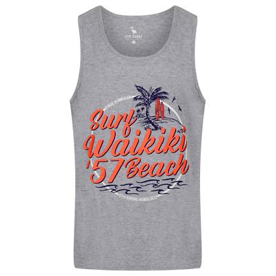 Vests Waikiki Beach Motif Print Cotton Vest Top in Light Grey Marl - South Shore / L - Tokyo Laundry