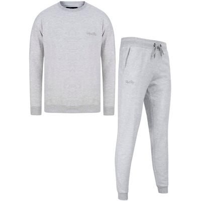 Hoody / Jogger Set Anemore Matching 2pc Sweatshirt & Jogger Brushback Fleece Tracksuit Co-rd Set in Light Grey Marl / 14 - Tokyo Laundry