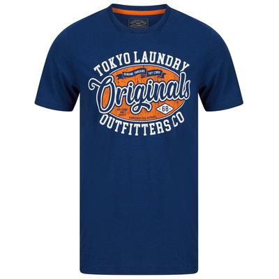 T-Shirts Oval Motif Cotton Jersey Grindle T-Shirt In Mid Blue / S - Tokyo Laundry