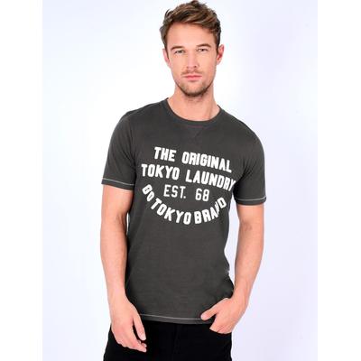 T-Shirts Alabama Cove Motif T-Shirt with Crew Neckline in Blackened Pearl / S - Tokyo Laundry