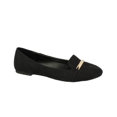 Shoes Sofia Gold Bar Front Suedette Loafers in Black / UK 4 - Tokyo Laundry