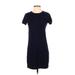 DKNY Casual Dress - Shift Crew Neck Short sleeves: Blue Print Dresses - Women's Size P