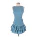 B. Smart Casual Dress - DropWaist Crew Neck Sleeveless: Blue Solid Dresses - Women's Size 1