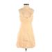 Zara Cocktail Dress - A-Line High Neck Sleeveless: Tan Print Dresses - Women's Size X-Small