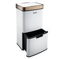 Cooks Professional Recycling Sensor Bin | Bins with Dual Compartments and Removable Food Caddy for Kitchen | Smart Automatic Brushed Stainless Steel Bins | (White/Copper)