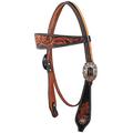 CHALLENGER Horse Western Tack Floral Tooled Browband Headstall Show Bridle 78RT20HB