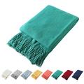 Homiest Decorative Knitted Throw Blanket with Fringe Soft & Cozy Tassel Blanket for Couch Sofa Bed (Teal,50x60)