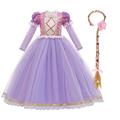 IBTOM CASTLE Sofia Rapunzel Princess Dress Girls Cosplay Costume Fancy Dress Up Party Outfits Halloween Christmas Birthday Long Maxi Puffy Dresses Lilac - long sleeve 11-12 Years