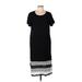 National Casual Dress - Shift Scoop Neck Short sleeves: Black Color Block Dresses - Women's Size Large Petite