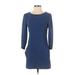 Rag & Bone Casual Dress - Mini Crew Neck 3/4 sleeves: Blue Solid Dresses - Women's Size 2