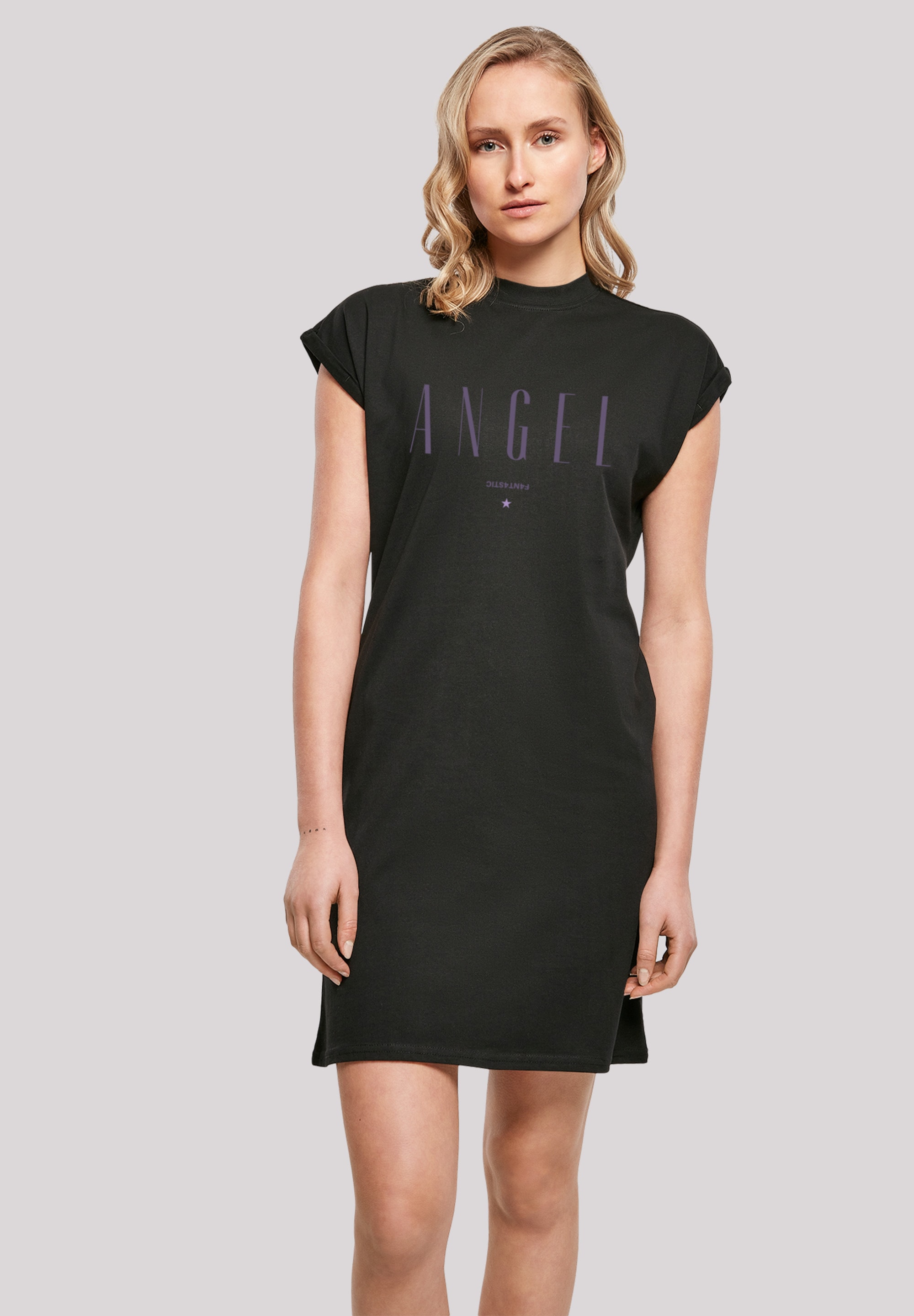 Shirtkleid F4NT4STIC "Engel lila türkis", Damen, Gr. 4XL, schwarz, Obermaterial: 100% Baumwolle, Casual, regular fit, ohne Bündchen, Kleider, Print Image