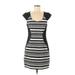 Express Outlet Casual Dress - Bodycon Scoop Neck Short sleeves: Black Color Block Dresses - Women's Size 12